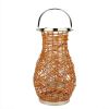 Northlight 18.5" Modern Orange Decorative Woven Iron Pillar Candle Lantern with Glass Hurricane