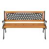 49" Garden Bench Patio Porch Chair Deck Hardwood Cast Iron Love Seat Weave Style Back