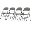 4pcs Elegant Foldable Iron & PVC Chairs for Convention & Exhibition Gray