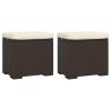 Ottomans with Cushions 2 pcs Brown 15.7"x11.8"x15.7" Poly Rattan