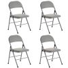 4pcs Elegant Foldable Iron & PVC Chairs for Convention & Exhibition Gray