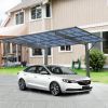 Outdoor Carport, 17.44FT*9FT*11FT Single Carport Aluminum Metal Frame and Polycarbonate Panels Car Port for Outdoor Driveway Car, Truck