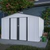 10X8 FT Outdoor Storage Shed, All Weather Metal Sheds with Lockable Doors, Tool Shed for Garden, Patio, Backyard, Lawn, Grey