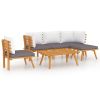 6 Piece Patio Lounge Set with Cushions Solid Acacia Wood