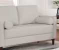 Contemporary Style Off-White 1pc Loveseat Leatherette Upholstered Bench Style Seating Bolster Pillows