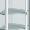 Glass Door Wall Mounted Corner Cabinet with Featuring Four-tier Storage for Bedroom, Living Room, Bathroom, Kitchen, White