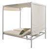 U_STYLE Outdoor Patio Sunbed Daybed with Cushions, Adjustable Seats