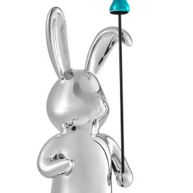 Bunny with Balloon Sculpture (Option: Chrome with Blue)