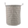 1pc Household Dirty Clothes Basket; Toy Storage Bucket; Plaid Fabric Cotton And Linen Dirty Clothes Basket; Large Foldable Waterproof Storage Basket