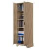 Storage Cabinet with Two Doors for Bathroom, Office, Adjustable Shelf, MDF Board