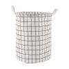 1pc Household Dirty Clothes Basket; Toy Storage Bucket; Plaid Fabric Cotton And Linen Dirty Clothes Basket; Large Foldable Waterproof Storage Basket