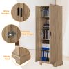 Storage Cabinet with Two Doors for Bathroom, Office, Adjustable Shelf, MDF Board