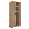 Storage Cabinet with Two Doors for Bathroom, Office, Adjustable Shelf, MDF Board