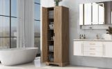 Storage Cabinet with Two Doors for Bathroom, Office, Adjustable Shelf, MDF Board